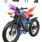 2000W Electric Bicycle for Adults- Moped Style Ebike with 1144WH Battery Pack up to 50 Miles 37MPH, 26" Fat Tire, 7-Speed, 6-Layer Suspension