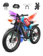 2000W Electric Bicycle for Adults- Moped Style Ebike with 1144WH Battery Pack up to 50 Miles 37MPH, 26" Fat Tire, 7-Speed, 6-Layer Suspension