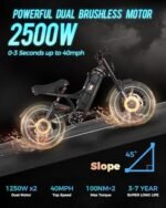 Romeo Pro/Ⅱ (2024 Newest Upgraded) 1200W/3000W Electric Bike for Adults 48/52V 60Ah,120+Miles Long Range Electric Bike, 34/44Mph 26"*4.0 Fat Tire Electric Mountain Bike Full Suspension - Image 4