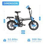 WINDHORSE Peak 630W Foldable Electric Bike for Adults, 25MPH Speed, Max 35-Mile Range, Folding Ebike with Removable Battery, 16" Tires, Dual Seats - Image 5