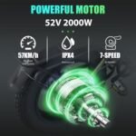 H20Pro Electric Bike for Adult,2000W Motor Foldable Electric Bicycle,20"/26" Fat Tire Ebike,52V 25AH Removable Battery,Max Speed 35MPH,7-Speed Gears,Dual Shock Absorbers Mountain Ebikes - Image 2