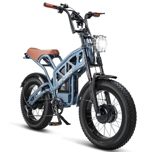 Version 1.0.0 2000W Electric Bike Adults Dual Motor with 48v 24.5AH Removable Battery, 20Inch Fat Tire Mountain EBike, 35MPH Full Suspension AWD E Bike for Commuter Beach, Shim 7-Speed Gear - Image 1