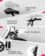 VEEFA F1 Electric Bike for Adults, 500W Motor E Bike with 10.4Ah Removable Battery, Folding Ebike 20MPH Max Speed& 60+ Miles Range, 5 Pedal-Assist Levels, UL 2849 Certified 7-Speed - Image 5