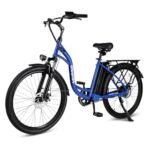 Urban Go 26" Electric Bike, 18.6MPH Max Speed & 35 Miles Range (PAS), 500W Peak Motor & 374.4Wh Removable Battery, Electric Bicycle with Front Suspension, E-Bike for Adults with Rear Rack, Blue
