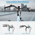 HILAND Electric Bike for Adults, Women's and Men's 700C 250W EBike with Throttle, 36V 7.8Ah Removable Battery, 20 MPH Commuter Cruiser Electric Bicycle, 7-Speed, Step Through - Image 4