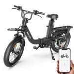 Electric Bike for Adults with 1500W Peak Motor,20MPH Top Speed,7 Speed Gear,750WH Detachable Battery,Folding Ebike with 20'' Fat Tire，Full Suspension UL Certificated Bicycle
