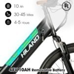 HILAND Electric Bikes for Women Men, City Commuter Ebike for Adults Electric Bicycle, 26 inch 350W 20MPH Motor, 480Wh 10Ah Battery, 7 Speed, Black White - Image 4