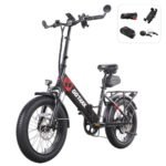 Gotrax F2V2 20" Electric Bike, Max Range 55 Miles & 20Mph Power by 500W, LCD Display & 5 Pedal-Assist Levels, 7-Speed Gear& Front Shock Absorber for Adult Folding Bike with all Accessories Lock&Mirror