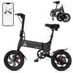 TST Foldable Electric Bike for Adults, Small Electric Bicycle 500W Peak Motor, Commuter Ebike 18MPH, Max 18 Miles Range, 14" Pneumatic Tires Portable Electric Bike with Smart LED Screen