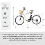 NAKTO 22"/26" Electric Bike for Adults 250W/350W City-Electric Bike Sporting 6-Speed Gear Electric Bicycles 36V 10.4/12Ah Removable Lithium Battery Ebike for Female Male - Image 6