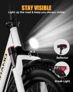 SOHAMO S3 Electric Bike for Adults, 1100W Peak Brushless Moter, 28Mph Foldable Electric Bicycles with 48V 15/20Ah Removable Battery, Max Up to 40/60Miles, 20" Fat Tire Ebike for Road, Sand, Mountain - Image 6