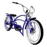 Tracer Beyond Pro 26'' Classic Stretch Chopper EBike with Spring Suspension Classical Fork, disc Brake and hi-Rise Steel Handlebar (Blue) - Image 2