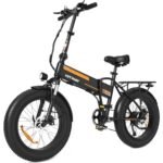 BK10M Folding All Terrain Electric Bike for Adults, 20 x 4 Inch Fat Tires, 750W Motor, 48V 12Ah Removable Battery, 22-55 Mile Range, 7 Speeds with Pump and Lock, Black