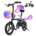 isinwheel W-U1 500W Folding Electric Bike for Adults, 25 Miles Long-Range Battery, Rear Suspension, 3 Assist Levels - 14" Foldable eBike for Adults and Teens