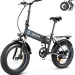 ANCHEER Folding Electric Bike for Adults, Electric Bicycle with 500W Brushless Motor(Peak 800W), 48V/499Wh Hidden Battery, Up to 55 Miles, 20"*4.0 Fat Tire Ebike, 7 Speed Gear