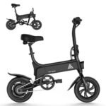 TST Folding Electric Bike, Electric Bicycle 450W Peak Motor, Ebike 16MPH,Up to 15 Miles, 12" Pneumatic Tires for Better Driving Experience, Adjustable Seat and Dual Fenders