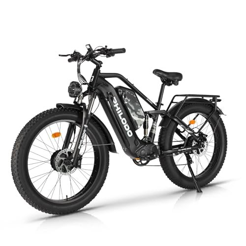 Version 1.0.0 PHILODO Electric Bike for Adults, Dual Motor Fat Tire Ebike 2 * 1000W Dual Battery Electric Bicycles 48V 46AH with Full Suspension Hydraulic Disc Brakes 35MPH - Image 1