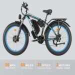 2000W Dual Motor Electric Bike for Adults, 21-Speed AWD Ebike, 35MPH 48V 22.4Ah Fat Tire Mountain E Bikes for Hunting, 26'' Hydraulic Disc Brake Adult Electric Bicycles for Men & Women - Image 3