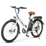 Electric City Bike for Adults | 26'' Electric Commuter E-Bike |7-Speed | Peak 500W Brushless Motor with 36V 10.2Ah UL-Certified Removable Battery | Electric Bicycle White