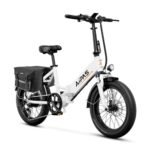 A2 Folding Electric Bike, 20'' Fat Tire Electric Bike with 750W Motor, 48V Removable Battery, 28MPH Max Speed, 45 Mile Range, Step-Through Frame and 7-Speed with Saddle Bag