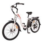 DJ City Bike 750W 48V 13Ah Step-Thru Power Electric Bicycle, Pearl White, LED Bike Light, Fork Suspension and Shimano Gear