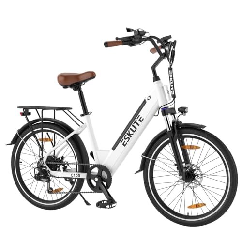 Version 1.0.0 ESKUTE Electric Bike for Adults - 500W Peak Motor C100 City Commuter EBike 26 inch Removable Battery Up to 40Miles Range LCD Display 7 Speed Gears and Front Suspension - Image 1