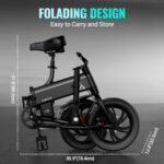 TST Foldable Electric Bike for Adults, Small Electric Bicycle 500W Peak Motor, Commuter Ebike 18MPH, Max 18 Miles Range, 14" Pneumatic Tires Portable Electric Bike with Smart LED Screen - Image 6