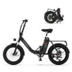 Electric Bike, 20" Fat Tire Step-Thru Electric Bicycle, 900W Peak Motor 45 Miles 20MPH Top Speed, Dual Suspension & 7-Speed Folding Ebike for Adults with Rear Rack