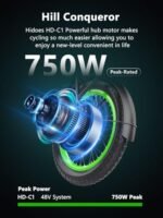 Hidoes Folding Electric Bike for Adults, 750W Fat Tire Electric Bicycle 48V 13Ah Removable Battery Max Speed 25MPH,Full Suspension System Design Folding Ebike - Image 2