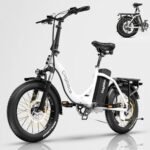 Folding Electric Bike for Adults with Peak 1000W Motor, 48V 15Ah Large Battery up to 30MPH 80 Miles, 20" Fat Tire All Terrain Ebike, Front Suspension 7-Speed Commuter E Bike, Step-Thru, UL Certified