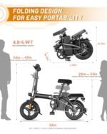 Electric Bike for Adults, Ebike,14" Folding Electric Bike 350W 36V 12Ah Built-in Battery 20MPH,20+Miles,3 Riding Modes, Commuting - Image 3