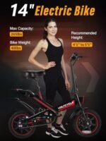 Electric Bike, Electric Bicycle with 18.6MPH Electric Bikes for Adults Teens E Bike with Pedals, 14" Waterproof Folding Mini Bikes with 374.4WH Battery, Dual Disc Brakes - Image 4