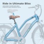 Jasion CB1 Electric Bike for Adults, 1000W Motor Peak Ebike, 450Wh Removeable Battery, 26'' City Cruiser Bicycle, 22 MPH Commuter Women Ebike, 7-Speed Gear - Image 5