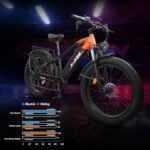 1000W Adult Electric Bicycle, 26" Twin Reach Adult Electric Mountain Bike, 48V 16AH, 7 Speed Fat Tire Fat Tire Mountain Bike, Removable Battery, All Terrain, Orange - Image 6