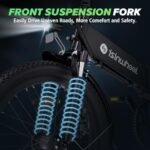 isinwheel U5 Pro Folding Electric Bike for Adults, 800W Brushless Motor, 20MPH Up to 50 Miles, 2-3H Fast Charge, 20" Fat Tire Ebike, 7 Speed Gear, Front Fork Suspension for Leisure Riding&Commuting - Image 3