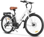 Electric Bike for Adults, 26 inch Step Thru Electric Bicycle with 36V Removable Battery and 7-Speed Gears, 500W Brushless Motor Cityrun Ebike Electric Street Bike