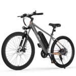 Racer Electric Bike for Adults - 21-Speed Mountain Lightweight Ebike with 500W Peak Brushless Motor, 375Wh Removable Battery, 26X2.1 Tire Step Over E-MTB,E Bikes Grey with Rear Rack& Guards - Image 7