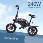 Electric Bike for Adults Teens,DYU D3F 14" Folding Electric Bicycle,Commuter City E-Bike with 250W Motor and 36V 10AH Lithium-Ion Battery,40-45miles Travel Range - Image 2