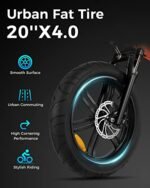 XL 750W Folding Electric Bike,Mobile Phone App Control Ebike, 8-Speeds Ebike for Adults 48V 15AH Removable Hidden Battery City Ebike 20" 4.0 Fat Tire Commuting Ebike - Image 6
