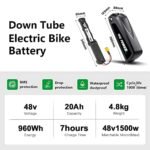 Yose Power Ebike Battery 36V 13Ah 17.4Ah/48V 13Ah 20Ah/52V 13Ah 15Ah Down Tube Battery for 200-1500W Motor, Electric Bicycle Lithium-Ion Battery, Safe Lock, Led Indicator Light, with Base and Charger - Image 2