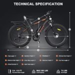aostirmotor 750W Electric Bike for Adults 26"×4" Fat Tire Electric Bike 48V 13AH Lithium Battery Adult Electric Bicycles, 28MPH E Bike for Adults, Shimano 7 Speed Electric Mountain Bike - Image 2