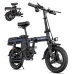 ENGWE T14 600W(Peak) Folding Electric Bike for Adults Teens - 48V10A Battery 14inch Fat Tires E-Bike Full Suspension 19.2MPH 25Miles Range, Compact Commuter Cruiser Ebike