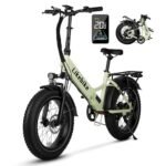 Fat Tire Folding Electric Bike, 48V & 10.4AH Lithium Removable Battery,Peak 720W Brushless Motor, 20Mph Electric Bicycles,7-Speed&Front Suspension,Step-Through ebike with Large LCD Display