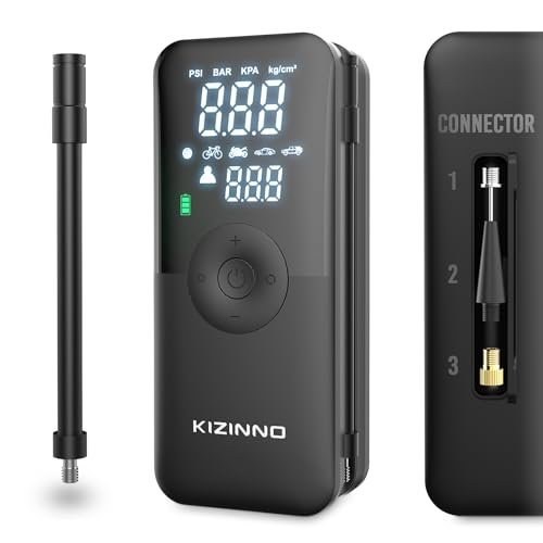 Version 1.0.0 Electric Bike Pump Portable, Air Compressor Portable Tire Inflator-150PSI Smart Air Pump with Digital Pressure Gauge for Bike, E-Bike, Motorcycle with Presta and Schrader Valve - Image 1