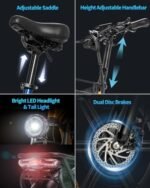 Electric Bike for Adults - 1000/1500W, 30/36 MPH, 48V 15/20Ah Removable Battery, Step-Thru Commuter Electric Bicycle with 20''/26" Fat Tire, 7-Speed Folding Ebike, Range of 50/70 Miles - Image 6