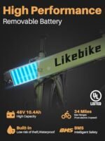 Cityfun Folding Electric Bike Adults,500W Motor (Peak 720W) Ebike with 20" x 4.0" Fat Tire,48V 10.4Ah Removable Battery Hidden,Electric Mountain Bike,UL 2849 Certified,Commuting E-Bike,7-Speed - Image 2