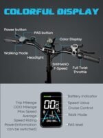 Electric Bike for Adults, 20.8Ah Removable Battery, Folding E-Bike with 750W Motor, 75+Miles Long Range, 4-6Hours Fast Charging, 7 Speed 20 x 4.0 Fat Tire Electric Horn, Class 2 Ebike - Image 4