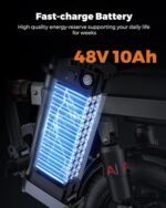 ENGWE T14 600W(Peak) Folding Electric Bike for Adults Teens - 48V10A Battery 14inch Fat Tires E-Bike Full Suspension 19.2MPH 25Miles Range, Compact Commuter Cruiser Ebike - Image 4