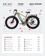 VEEFA Electric Bike for Adults 750W/Peak 1000W Motor 48V 13AH Removable Battery Electric Bicycle 26" x 4.0" Fat Tire Mountain Ebike 28MPH E Bike 7-Speed UL 2849 Certified - Image 6