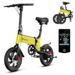 SISIGAD Folding Electric Bike, 350W Motor, 36V 7.8AH Battery, 16 Miles Range, Front & Rear Disc Brakes, 18 MPH Max Speed, Lightweight eBike with Display for Adults